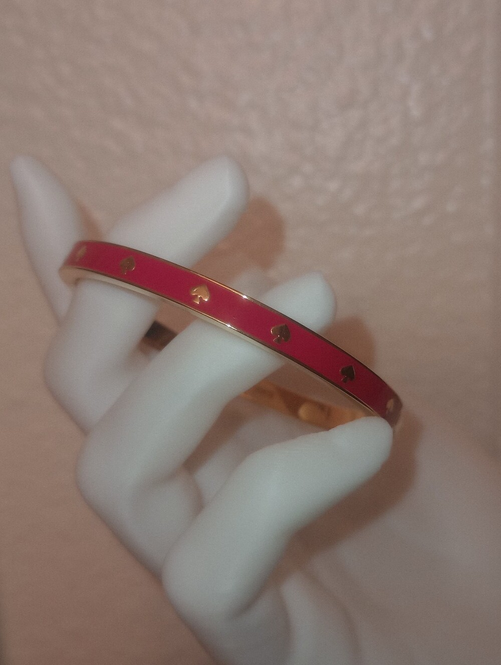 kate spade Hot Pink Enamel Bangle with Gold Spade Motifs
